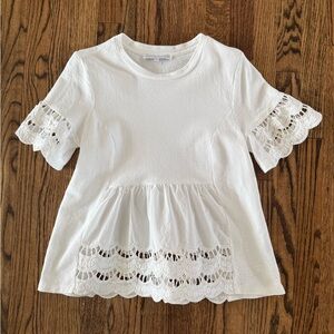 English Factory White Lace Trim Blouse
